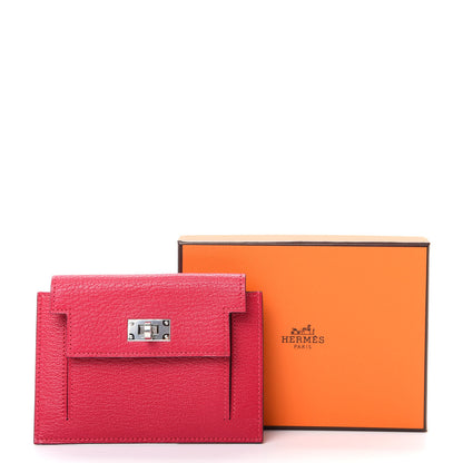 Hermes Chevre Mysore Kelly Pocket Compact Wallet Framboise 8 of 8