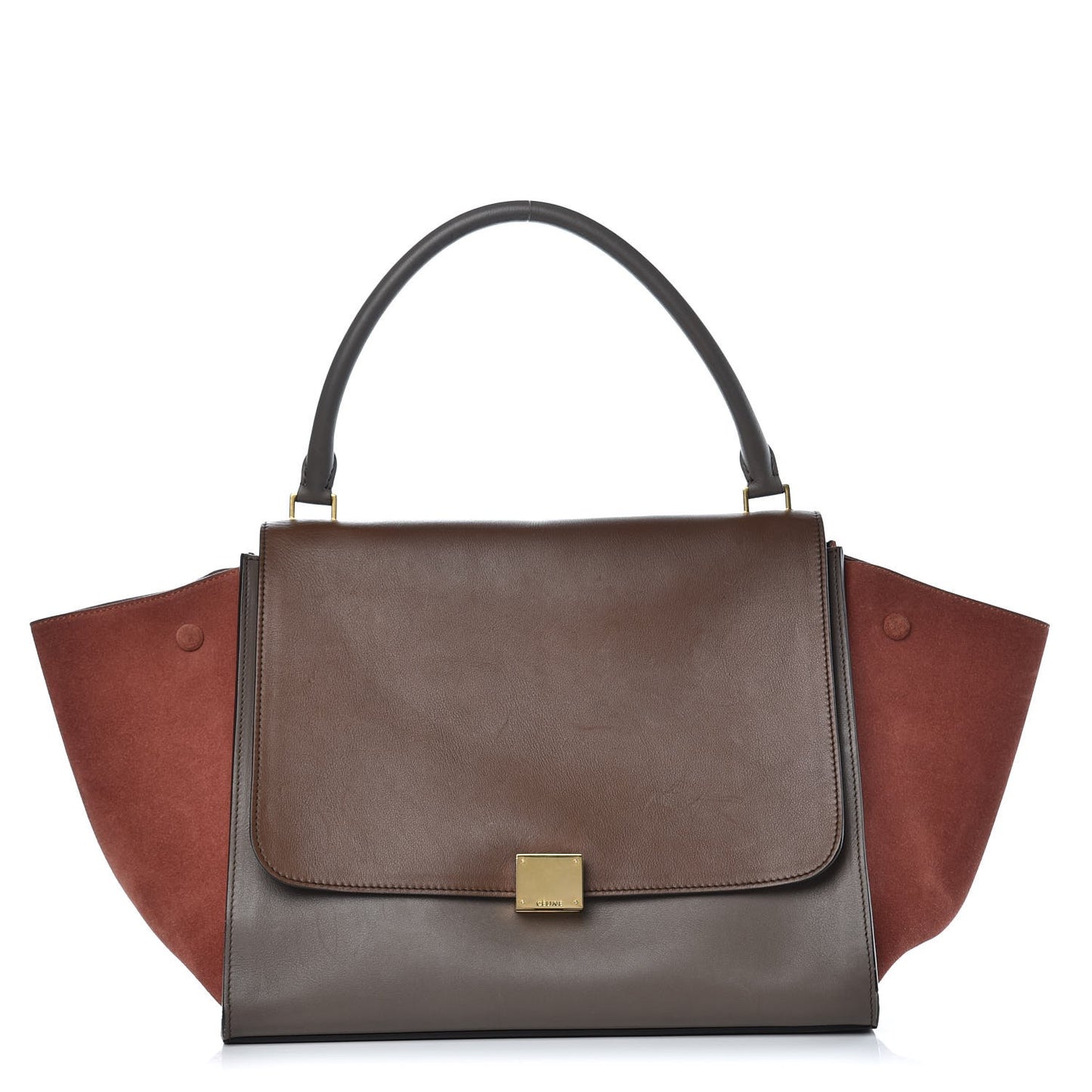 Calfskin Suede Large Tri-Color Trapeze Terracotta