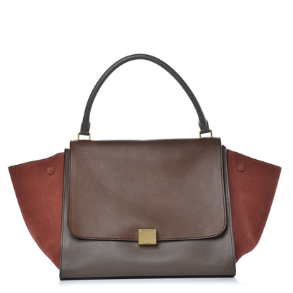 Celine Calfskin Suede Large Tri-Color Trapeze Terracotta 1 of 11