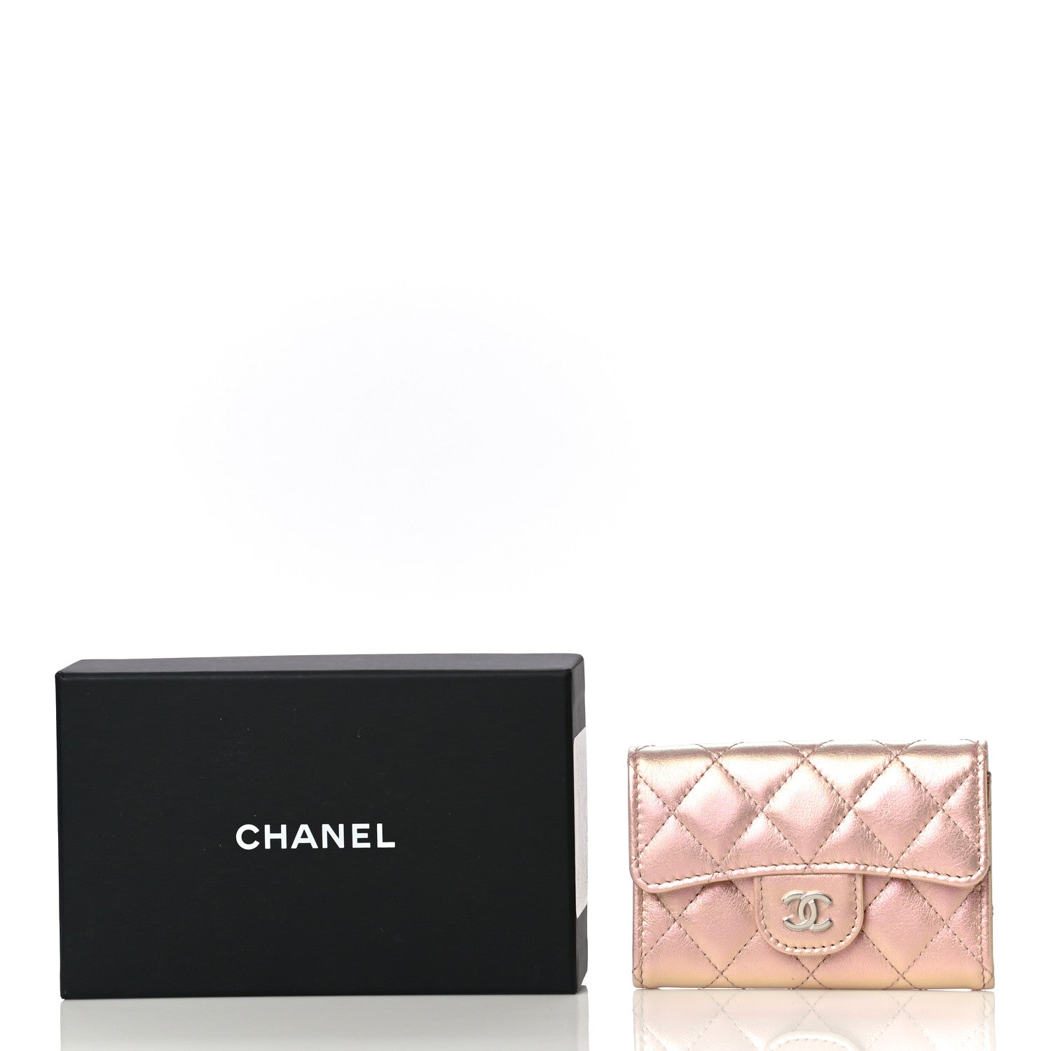 Chanel Iridescent Calfskin Quilted Flap Card Holder Wallet Pink 18 of 18