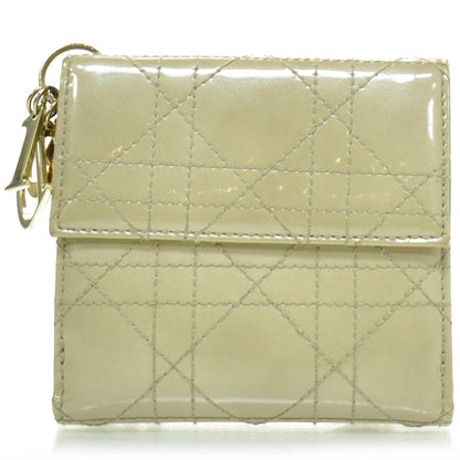 Christian Dior Patent Lady Dior Compact Cannage Wallet Beige 1 of 9