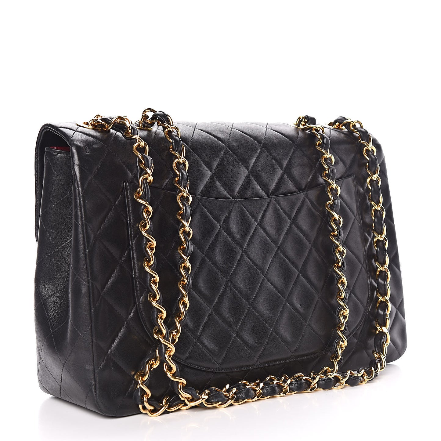 Lambskin Quilted XL Jumbo Single Flap Black