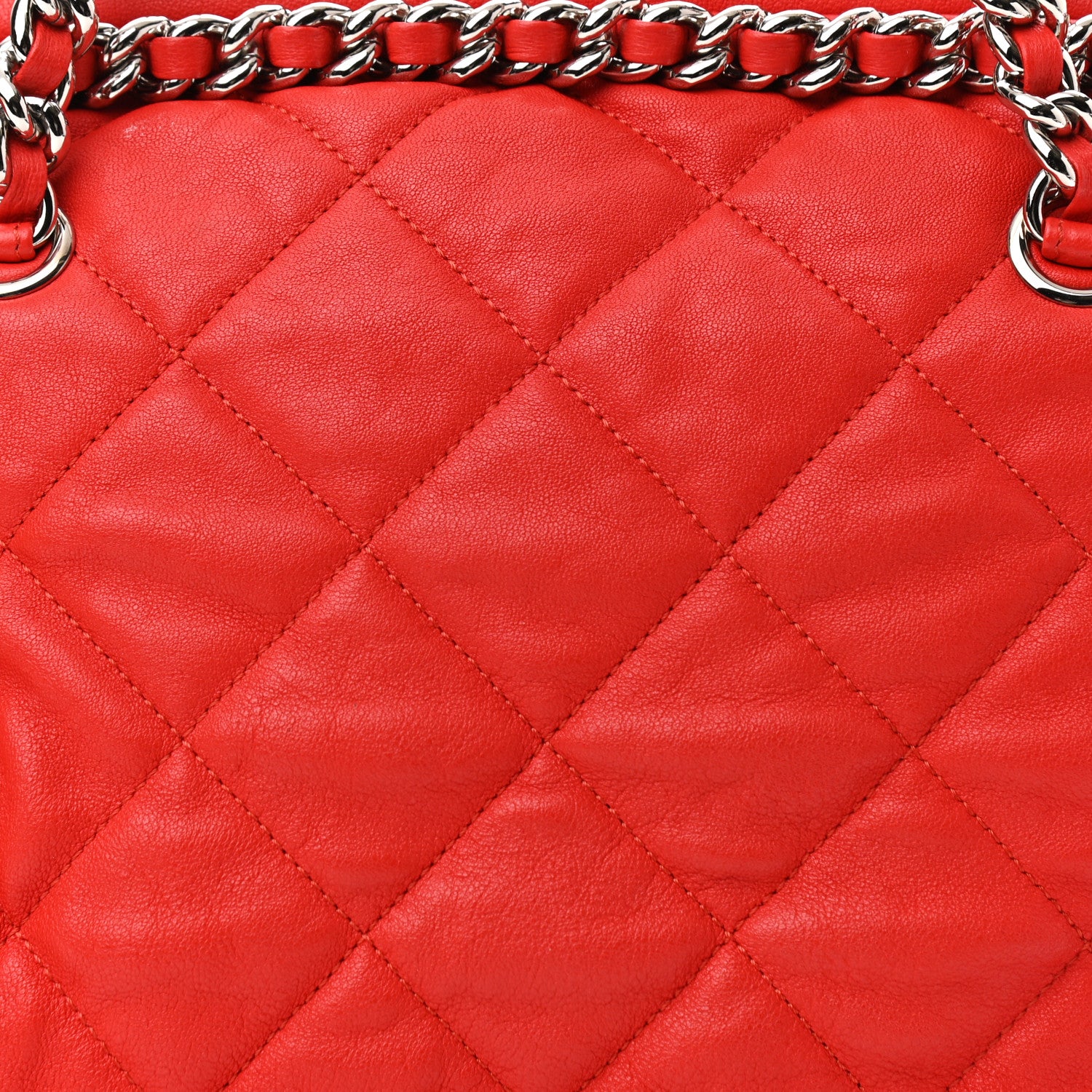 Chanel Washed Lambskin Chain Around Bowler Red 8 of 11