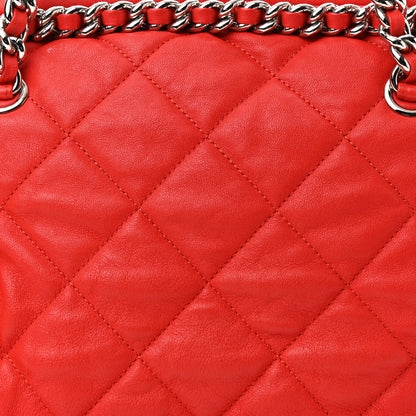 Chanel Washed Lambskin Chain Around Bowler Red 8 of 11