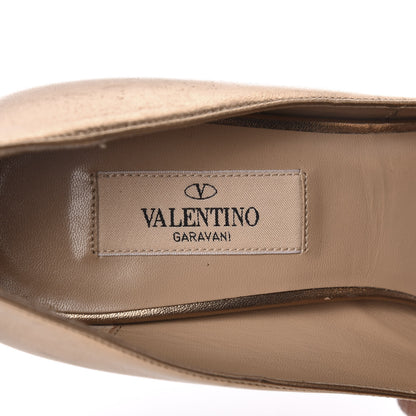 Valentino Garavani Metallic Nappa Couture Bow Peep Toe 25/120mm Platform Pumps 38 Light Bronze 7 of 8