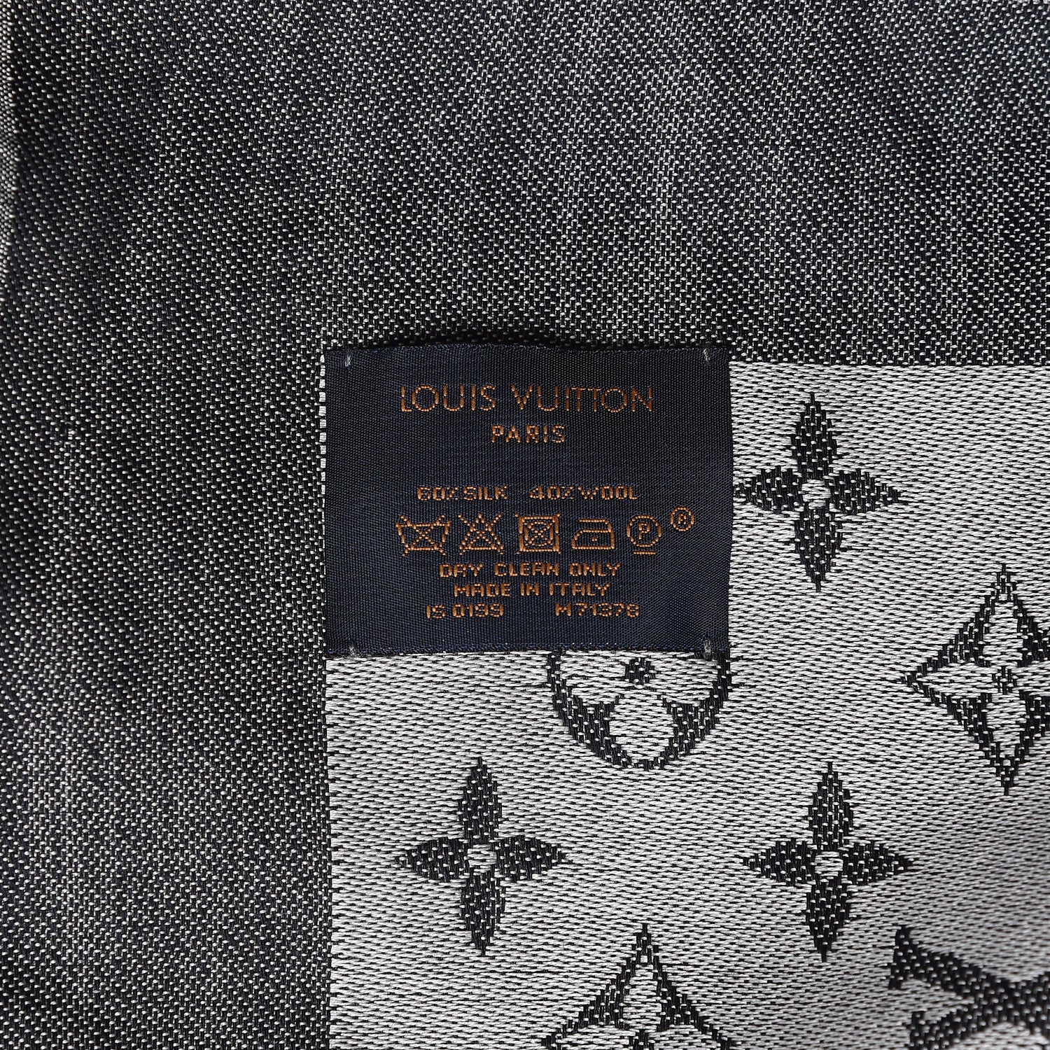Louis Vuitton Wool Silk Monogram Denim Shawl Black 3 of 4