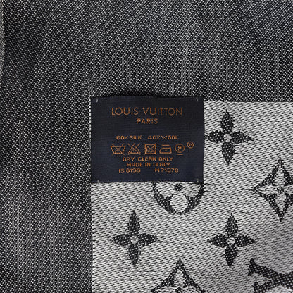 Louis Vuitton Wool Silk Monogram Denim Shawl Black 3 of 4