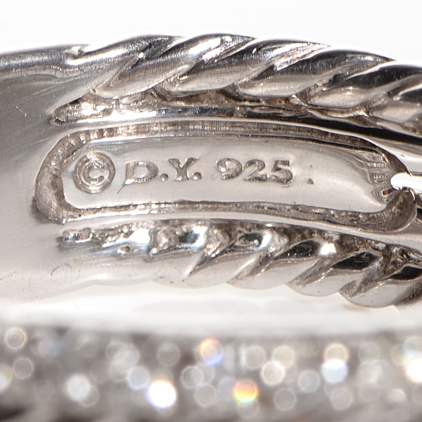 Sterling Silver Pave Diamond Crossover Cable Ring 6