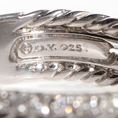 David Yurman Sterling Silver Pave Diamond Crossover Cable Ring 6 6 of 7