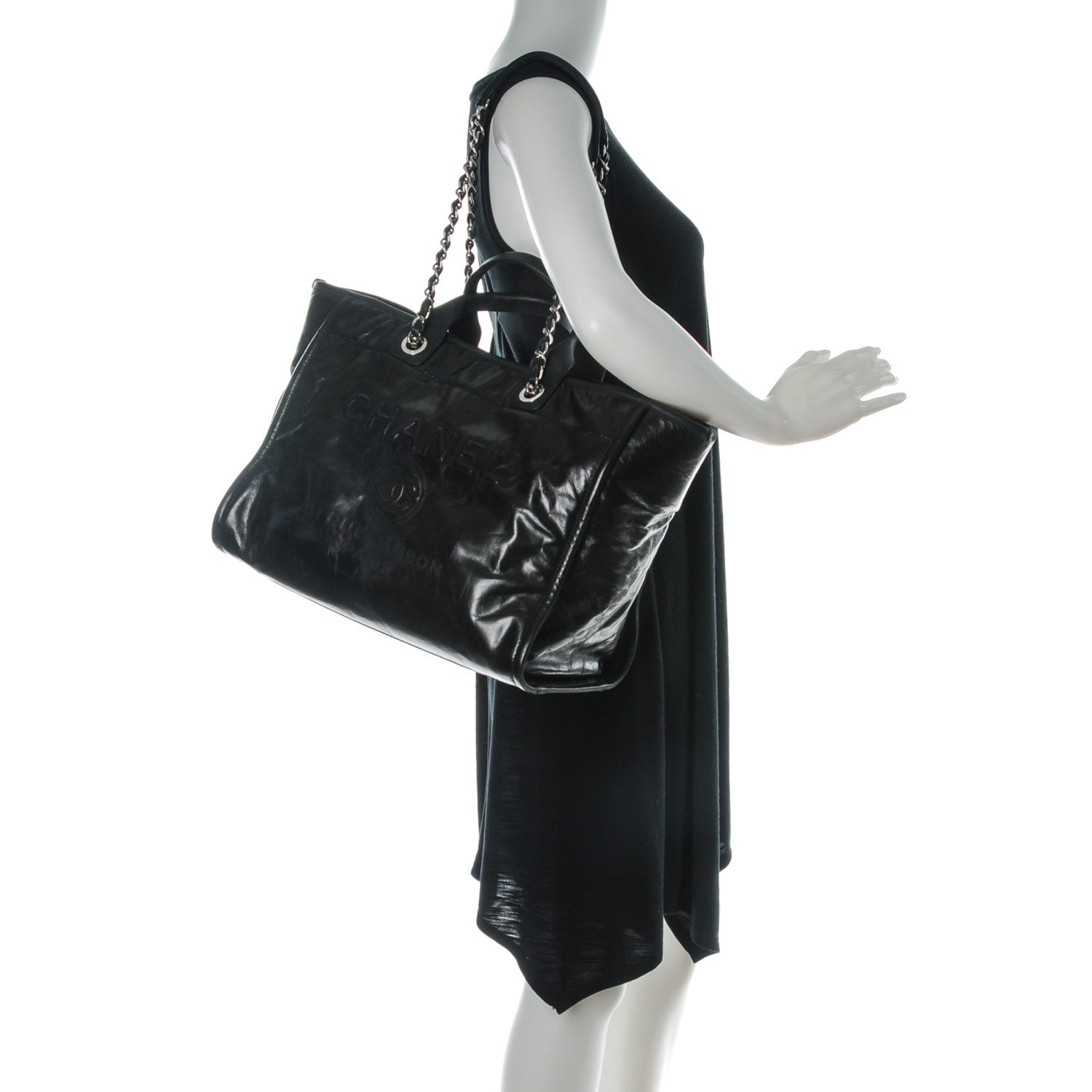 Chanel Glazed Calfskin Large Deauville Tote Black 2 of 7