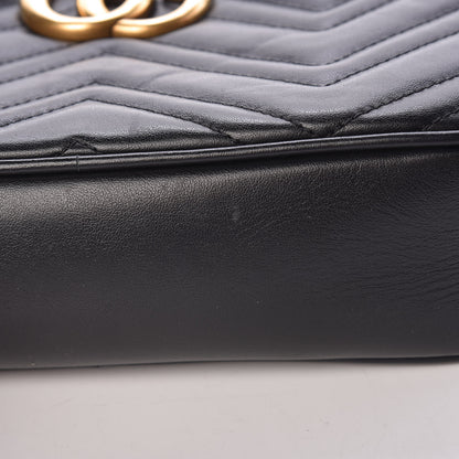 Gucci Calfskin Matelasse Small GG Marmont Chain Shoulder Bag Black 10 of 11