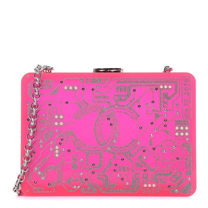 Chanel Plexiglass Strass Motherboard Minaudiere Clutch Pink 1 of 11