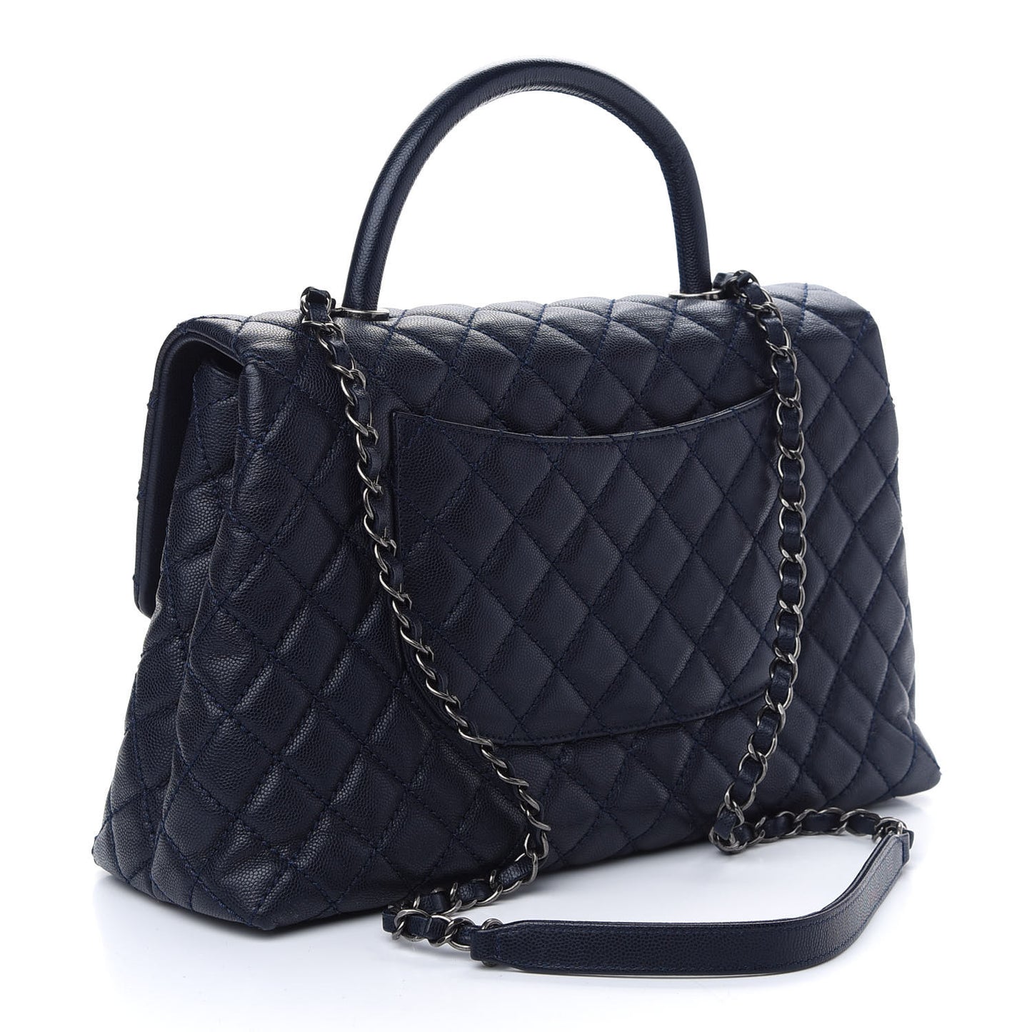 Caviar Quilted Medium Coco Handle Flap Navy