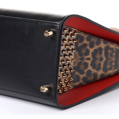 Christian Louboutin Calfskin Patent Leopard Spiked Medium Paloma Black 22 of 24