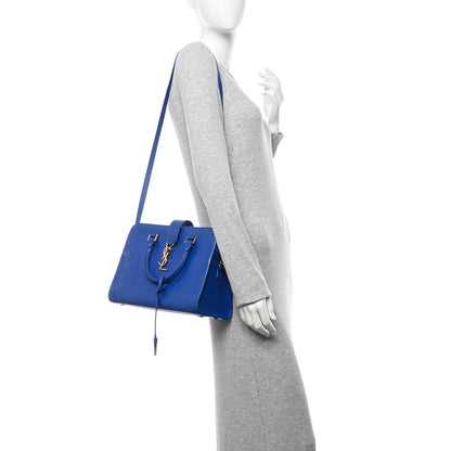 Saint Laurent Calfskin Small Monogram Cabas Blue Majorelle 2 of 15