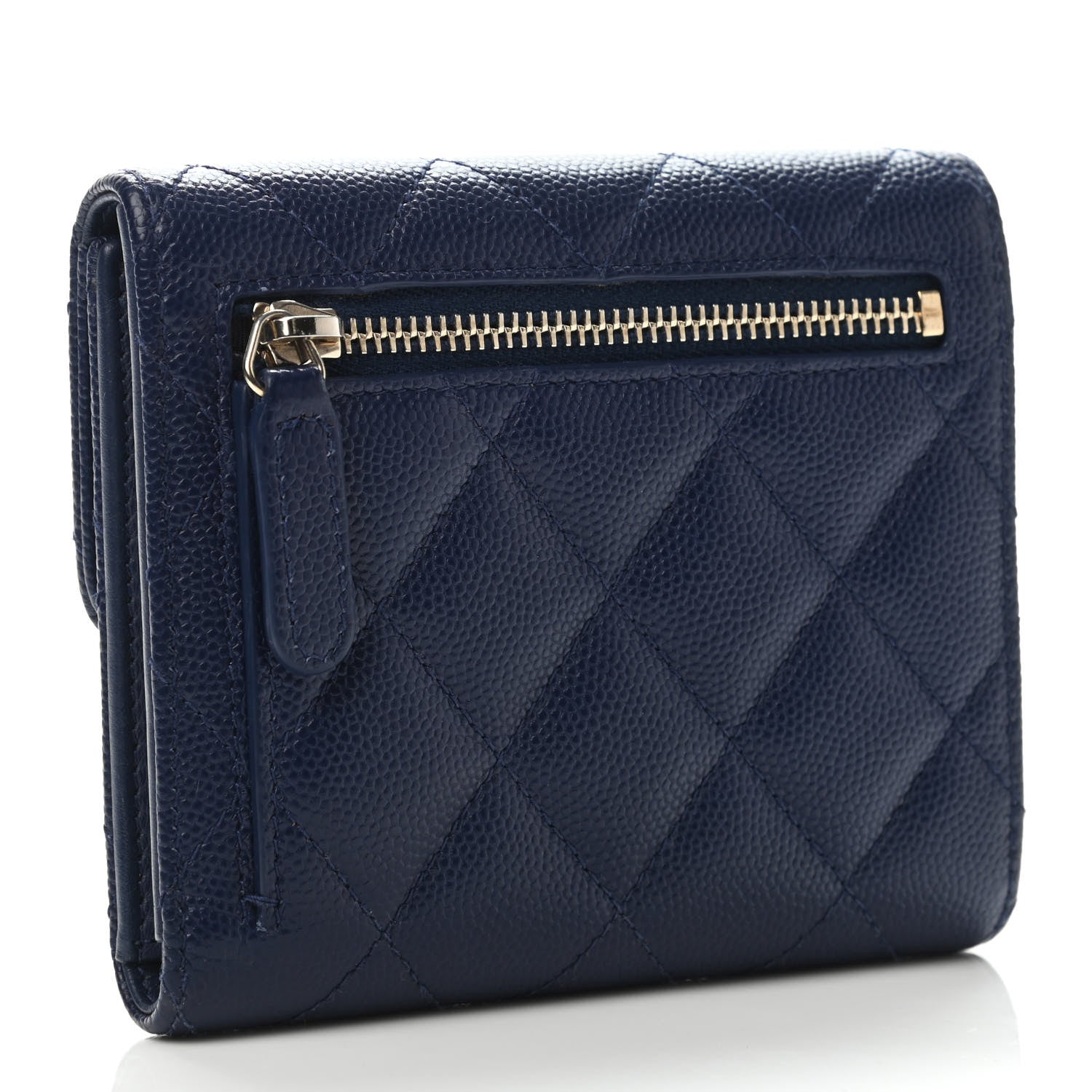 Chanel Caviar Quilted Compact Flap Wallet Navy 2 of 4