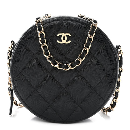 Chanel Caviar Quilted Round Clutch With Chain Black 1 of 10