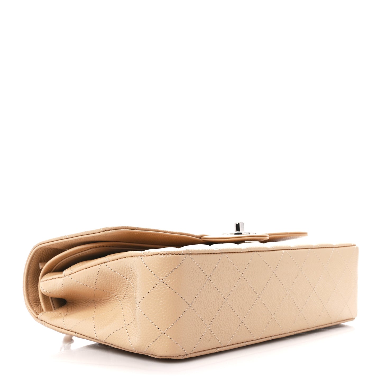 Caviar Quilted Medium Double Flap Light Beige