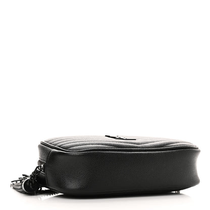 Saint Laurent Grain De Poudre Matelasse Monochrome Monogram Mini Lou Camera Bag Black 4 of 11