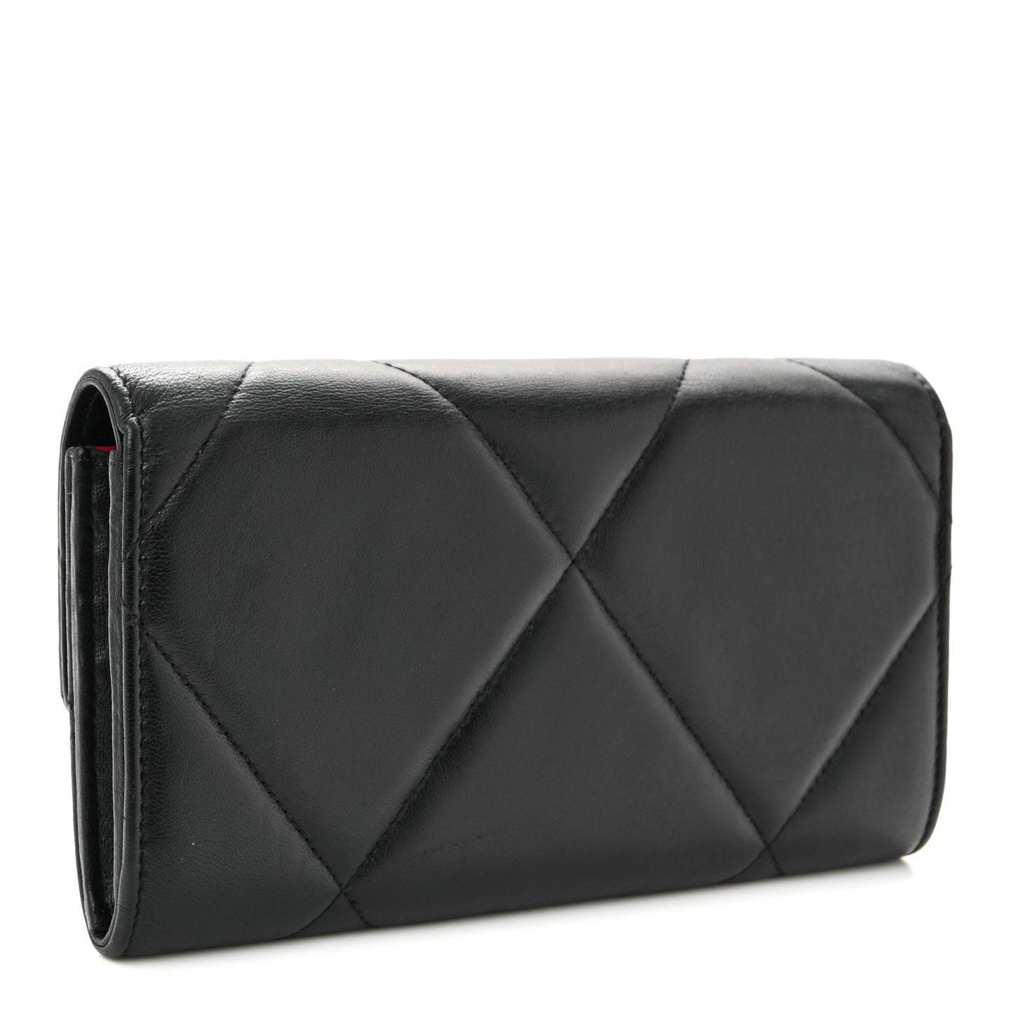 Lambskin Quilted Chanel 19 Flap Wallet Black
