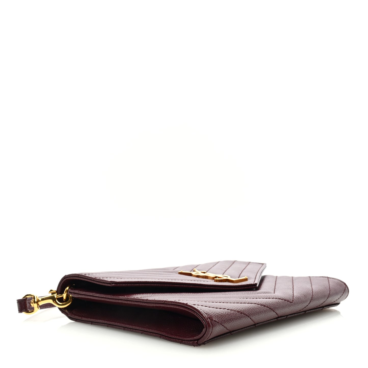 Grain De Poudre Matelasse Chevron Monogram Envelope Clutch Rouge Legion