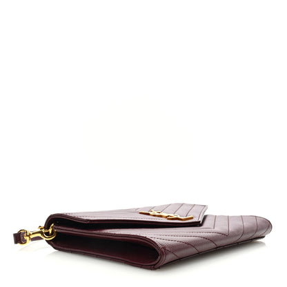 Saint Laurent Grain De Poudre Matelasse Chevron Monogram Envelope Clutch Rouge Legion 4 of 6