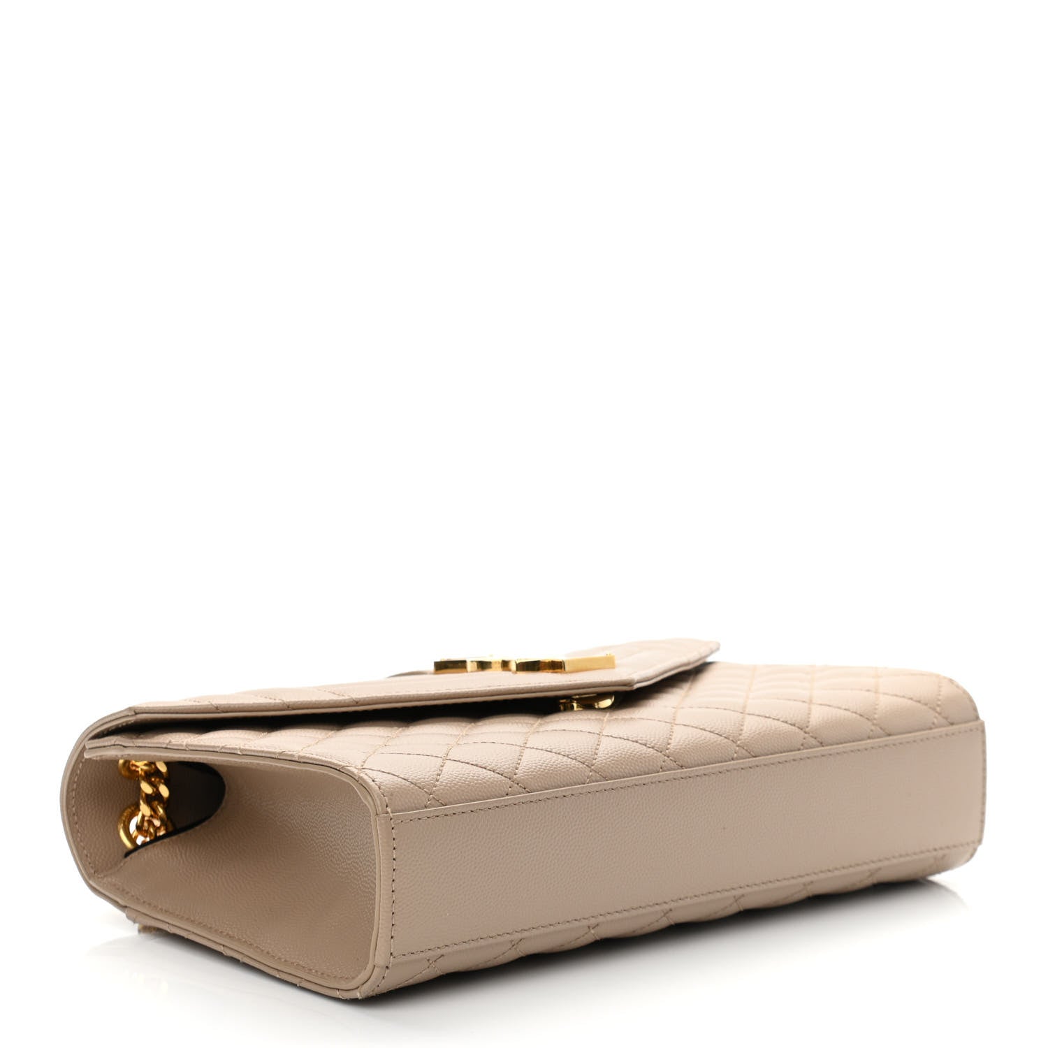 Saint Laurent Grain De Poudre Textured Mixed Matelasse Medium Triquilt Monogram Satchel Dark Beige 4 of 9