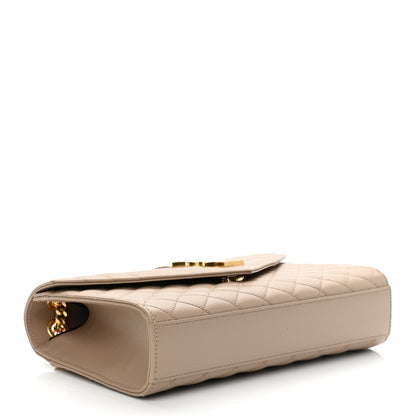 Saint Laurent Grain De Poudre Textured Mixed Matelasse Medium Triquilt Monogram Satchel Dark Beige 4 of 9