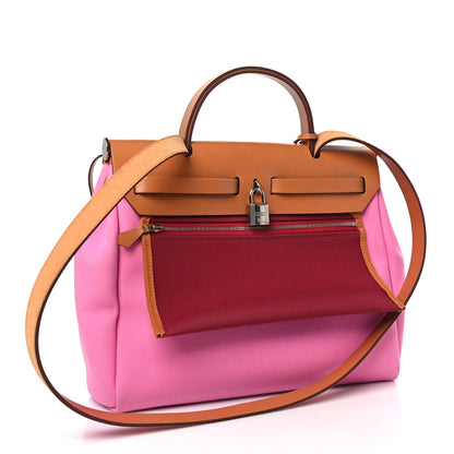Hermes Toile Officier Vache Hunter Verso Herbag Zip PM 31 Bubblegum Rubis Naturel 4 of 11