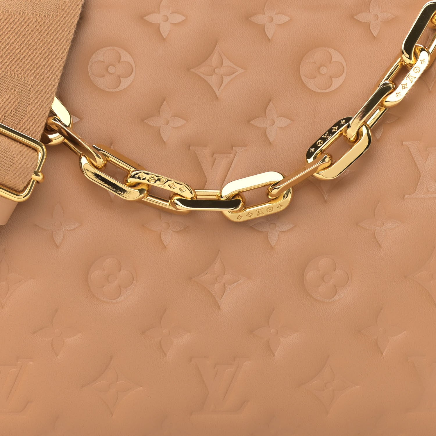 Louis Vuitton Lambskin Embossed Monogram Coussin PM Camel 7 of 10