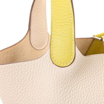 Hermes Taurillon Clemence Casaque Picotin Lock 18 PM Lime Nata 10 of 11
