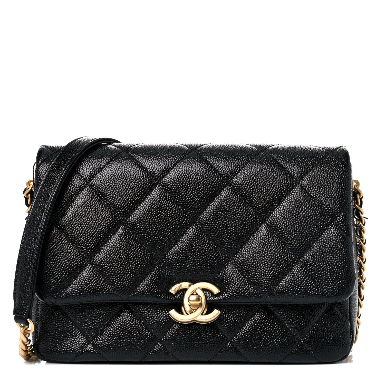 Chanel Shiny Caviar Quilted Small Chain Melody Flap Black 1 of 10
