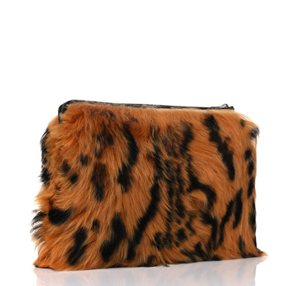 Celine Shearling Leopard Print Solo Clutch Pouch 2 of 4