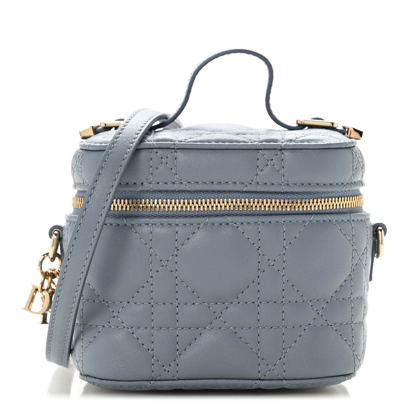 Lambskin Cannage Micro Lady Dior Vanity Case Cloud Blue