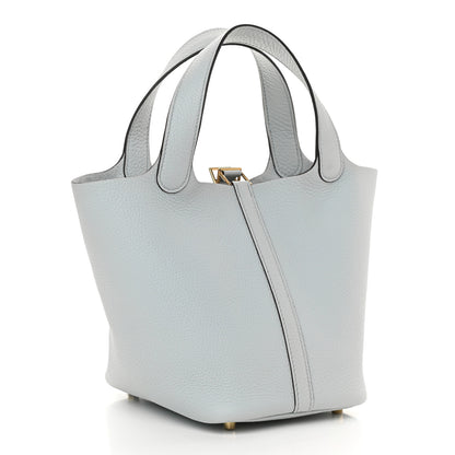 Hermes Taurillon Clemence Picotin Lock 18 PM Bleu Pale 3 of 9