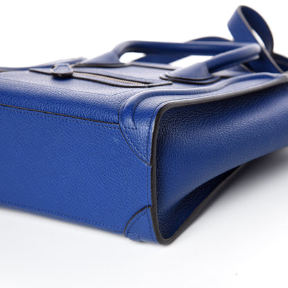 Celine Drummed Calfskin Nano Luggage Indigo 7 of 10