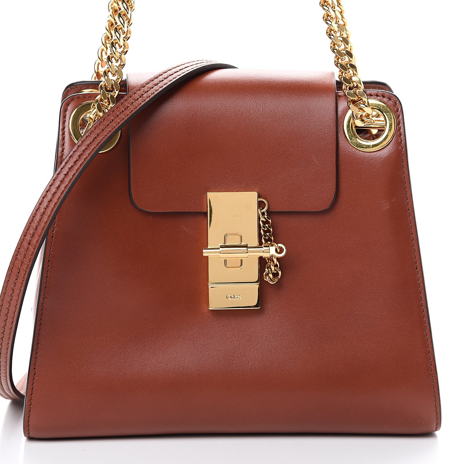 Chloe Shiny Calfskin Mini Annie Shoulder Bag Sepia Brown 7 of 9