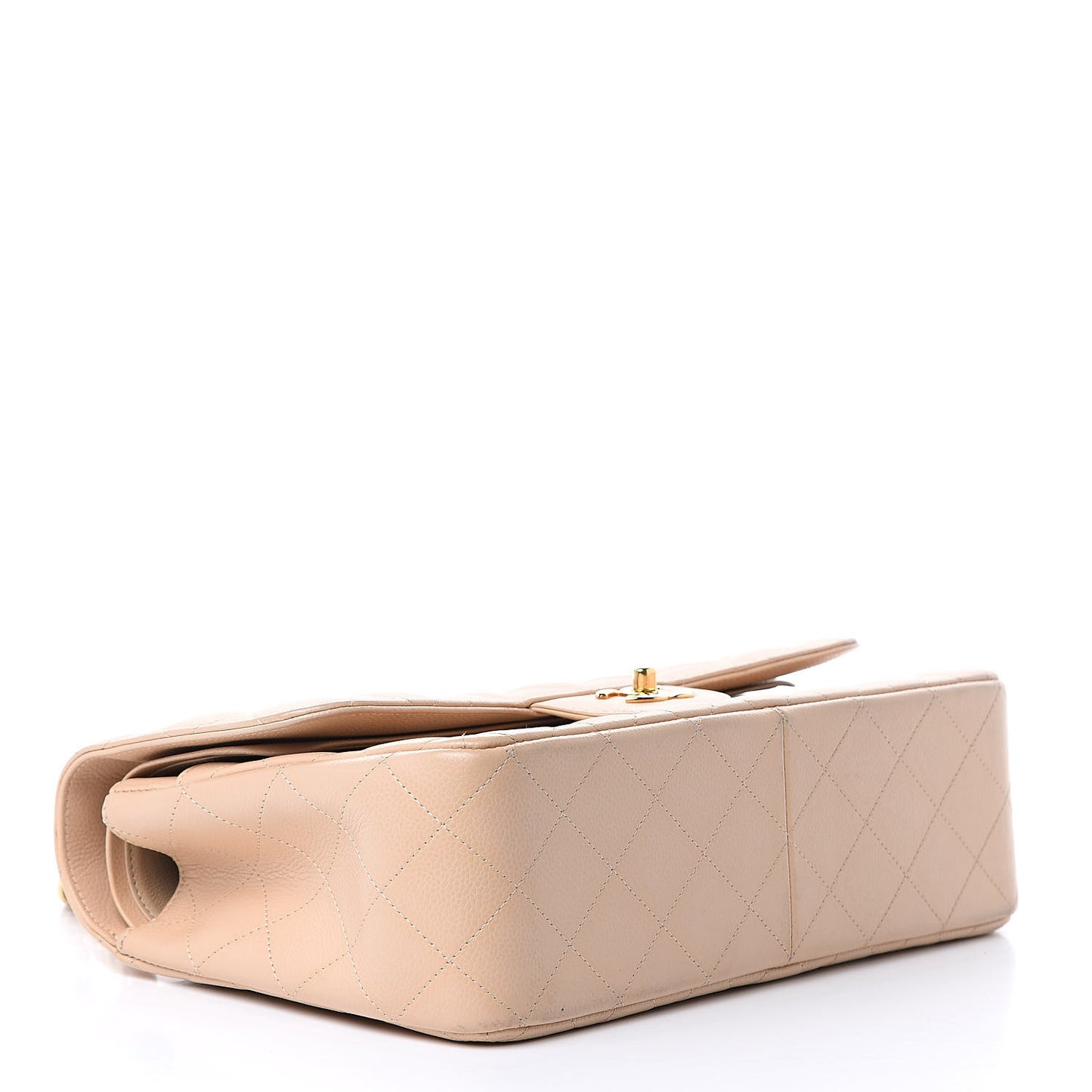 Caviar Quilted Jumbo Double Flap Beige Clair