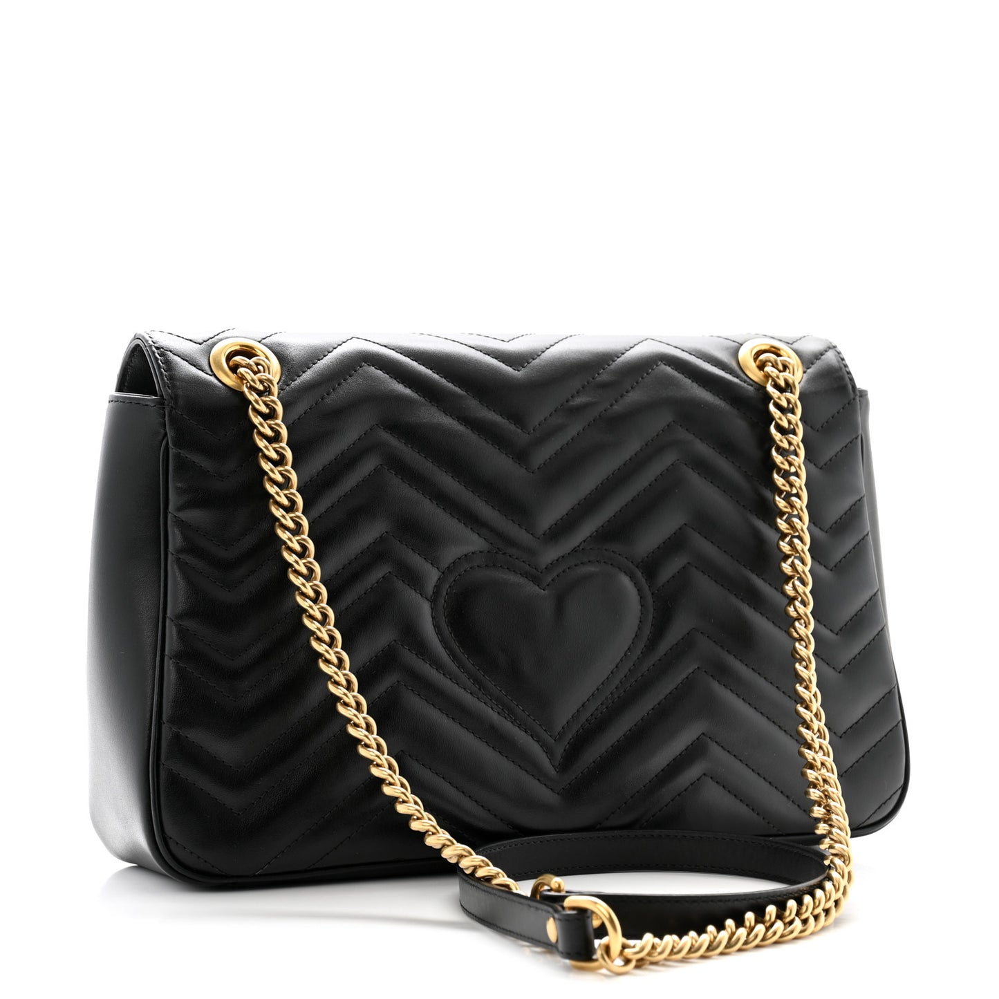 Calfskin Matelasse Medium GG Marmont Shoulder Bag Black