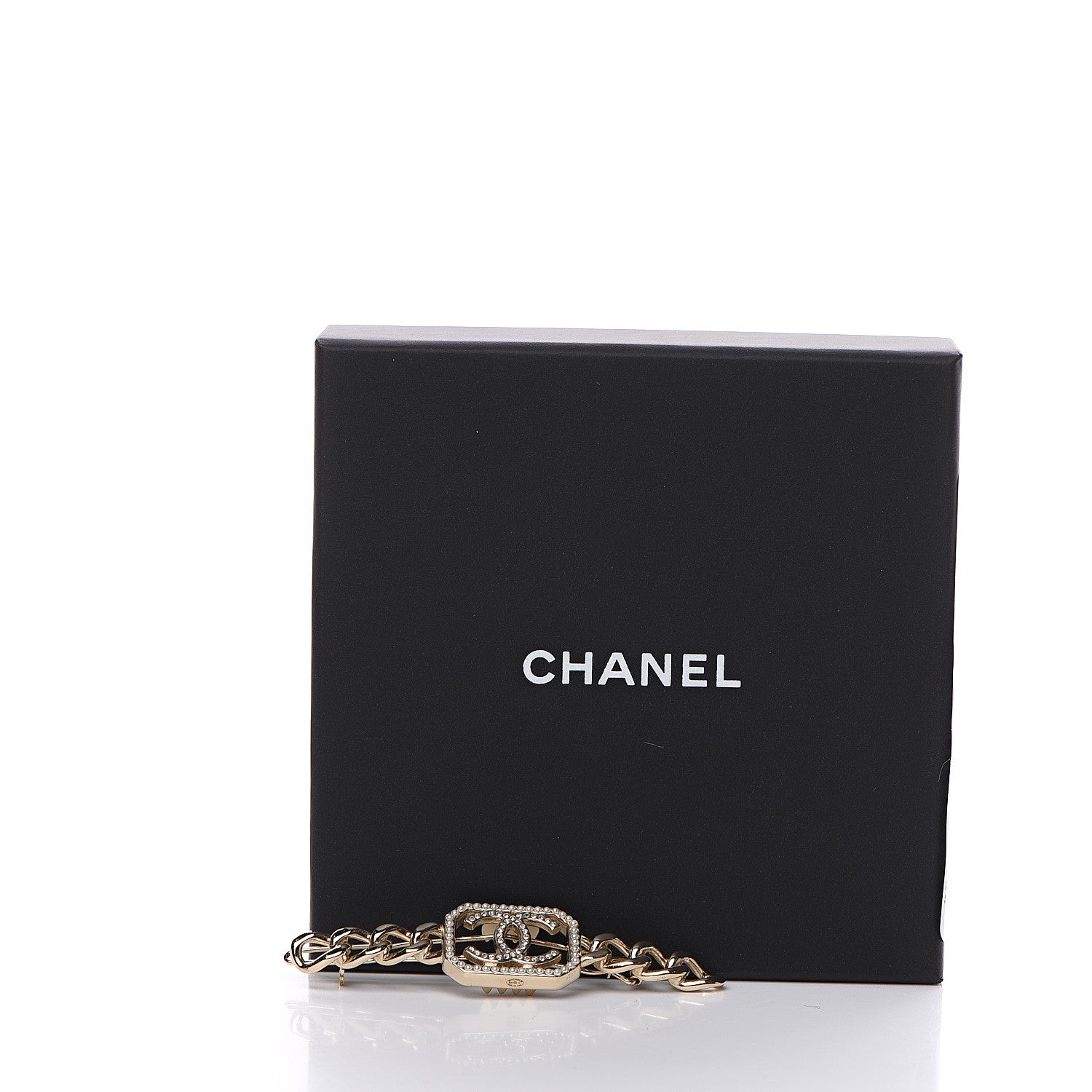 Chanel Crystal Chain CC Vendome Hair Clip Barrette Gold 4 of 4