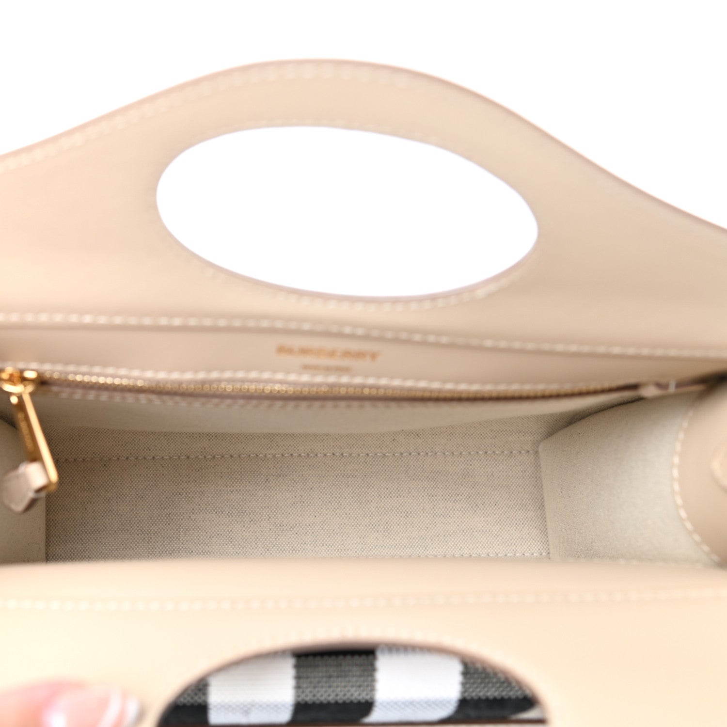 Burberry Smooth Calfskin Canvas Check Mini Pocket Bag Dusty Sand Soft Fawn 5 of 10