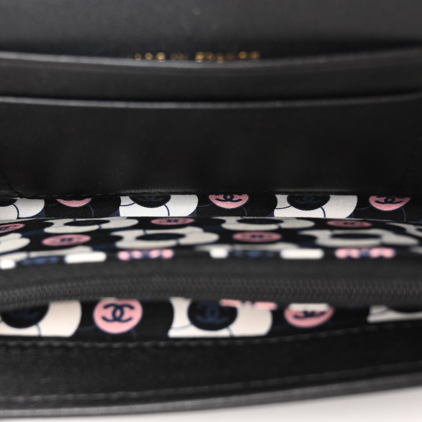 Lambskin Quilted Enamel CC Flap Wallet Black