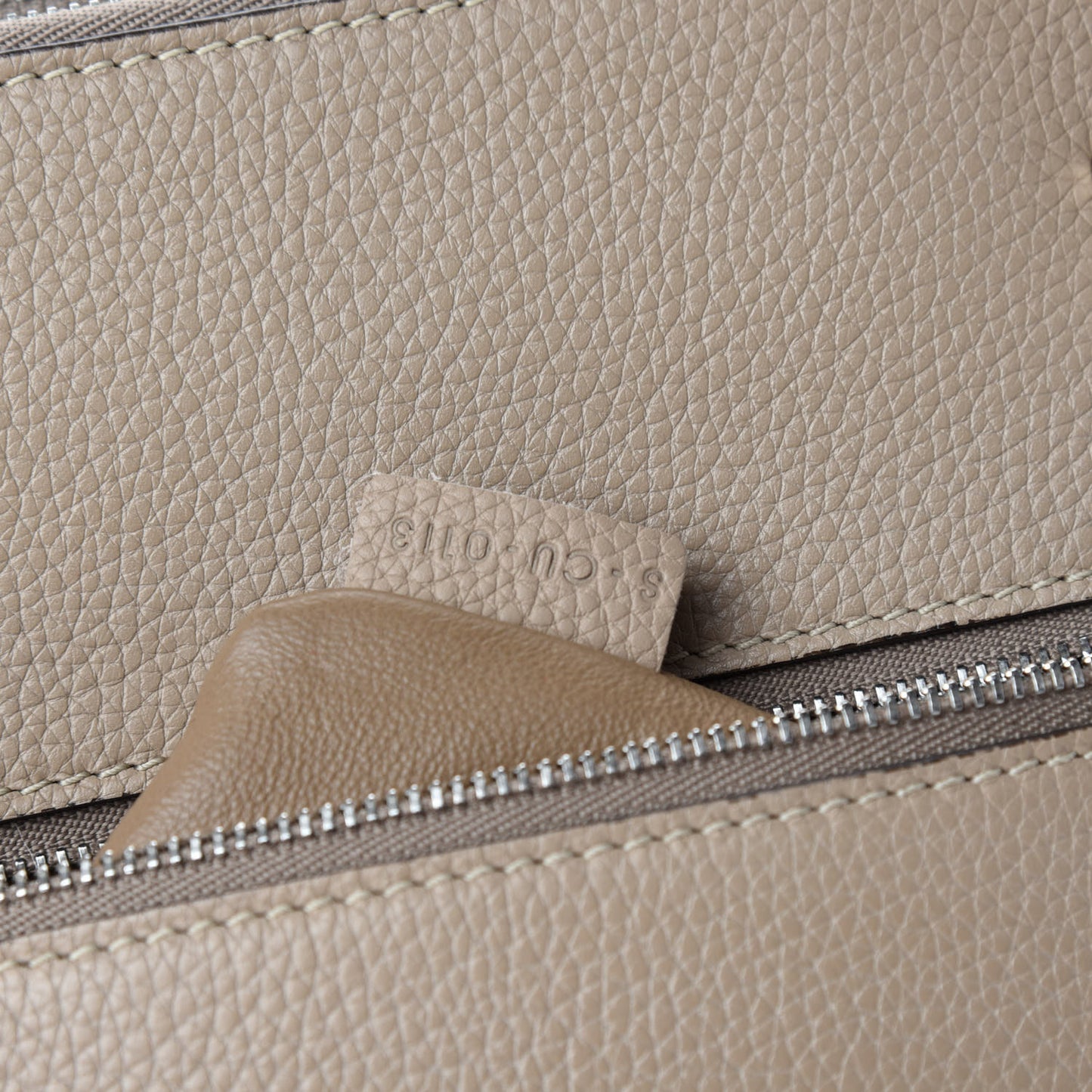 Drummed Calfskin Suede Double Zip Trapeze Sand
