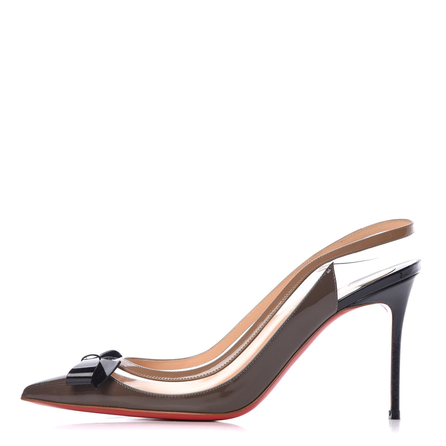 Christian Louboutin Patent PVC Suspenodo 85 Slingbacks 39 Lichen Black 1 of 8