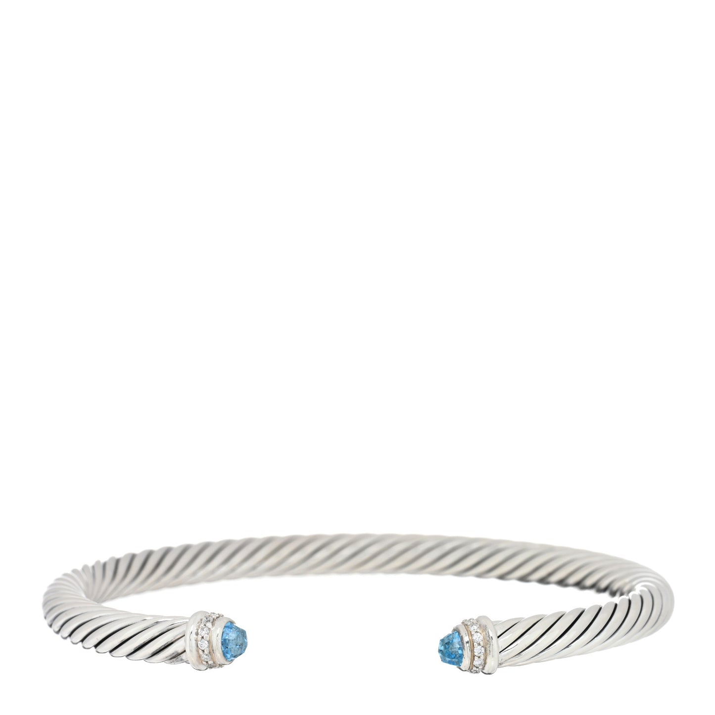 Sterling Silver Diamond Blue Topaz 5mm Cable Classics Bracelet