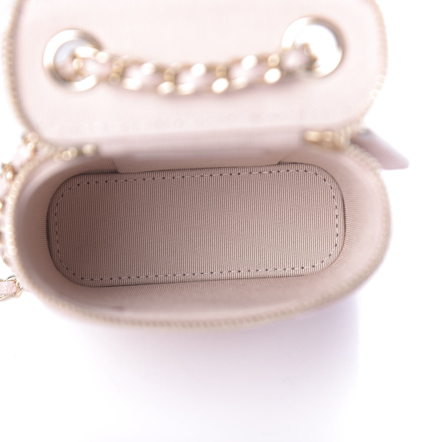 Caviar Quilted Small Vertical Coco Beauty Vanity Case With Chain Light Pink