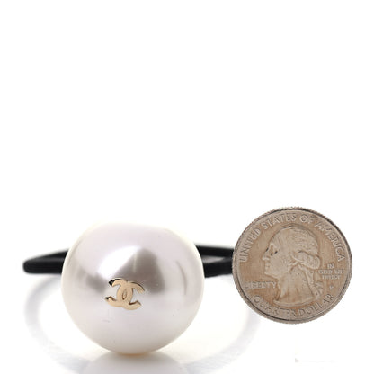 Chanel Pearl CC Hair Tie Black White 2 of 5
