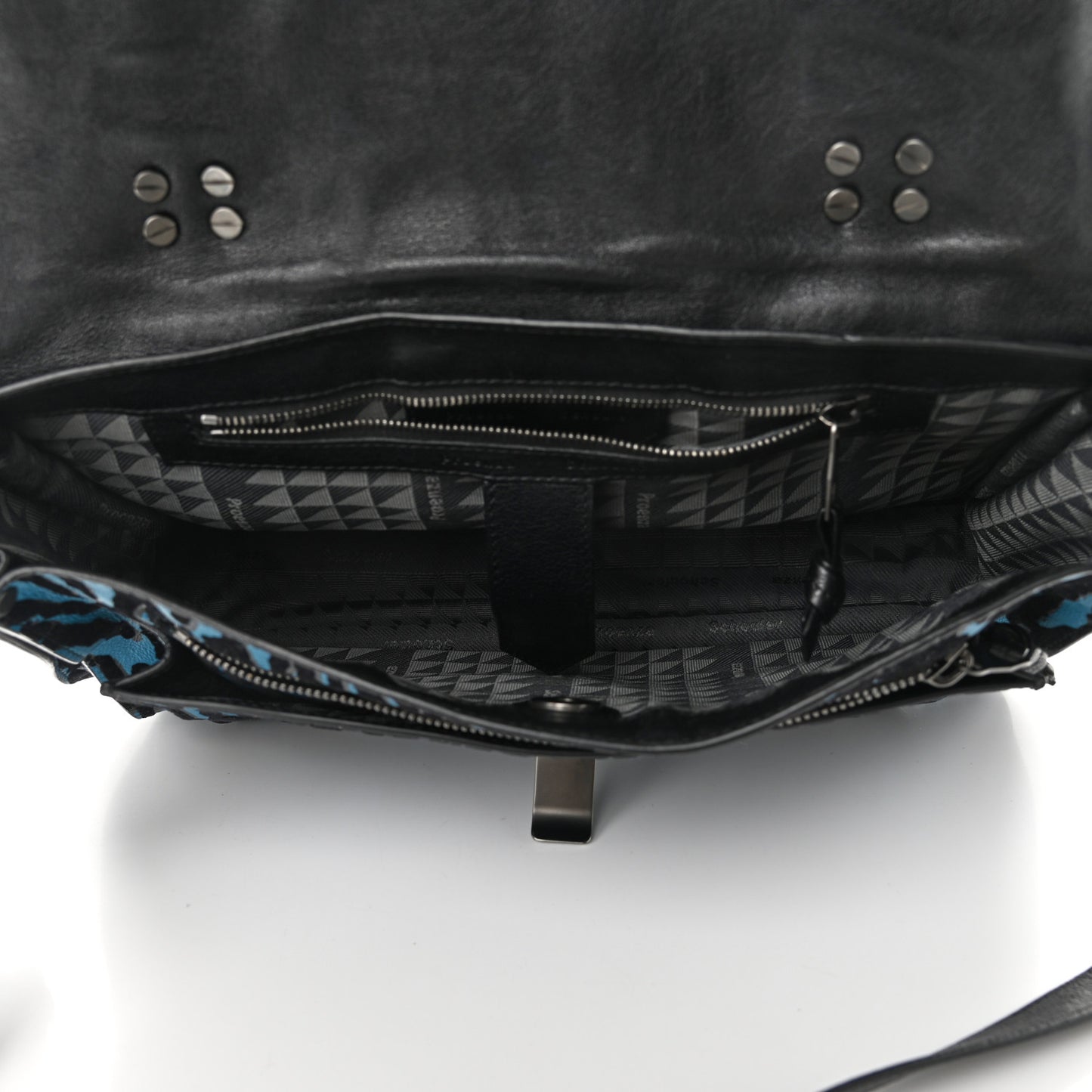 Lambskin Velvet Medium Woodgrain PS1 Satchel Teal Black