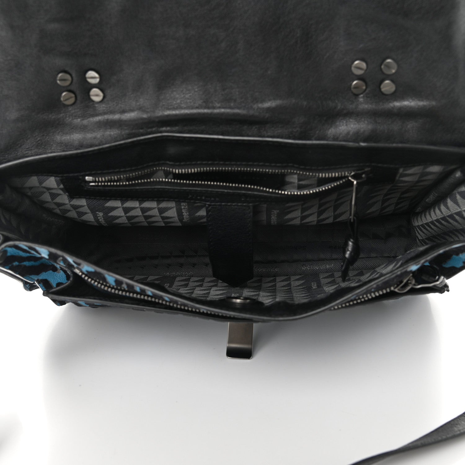 Proenza Schouler Lambskin Velvet Medium Woodgrain PS1 Satchel Teal Black 5 of 11