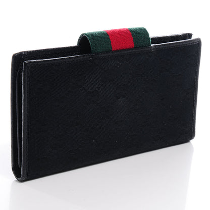 Gucci Monogram Calfskin Ladies Web Long Wallet Black 3 of 7